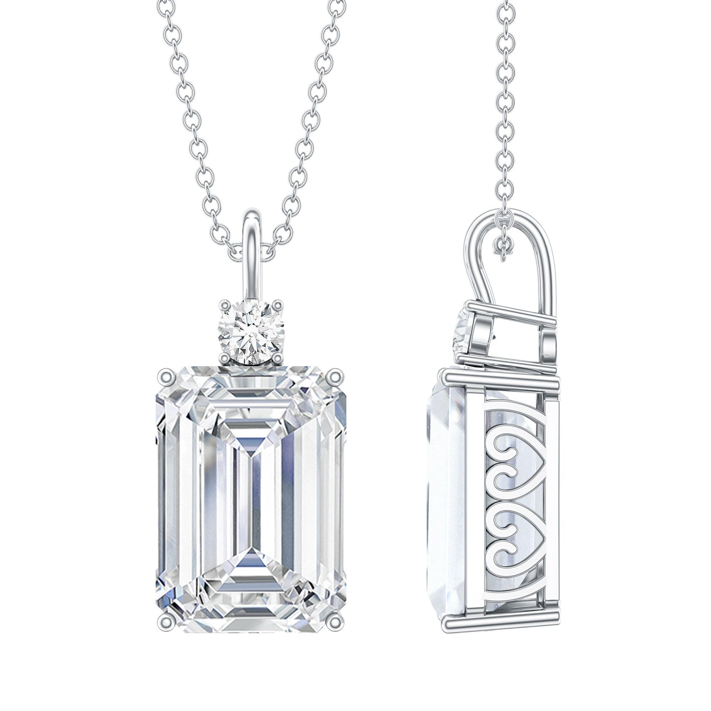 Certified 4.5 Carat Emerald Cut Moissanite Pendant for Women