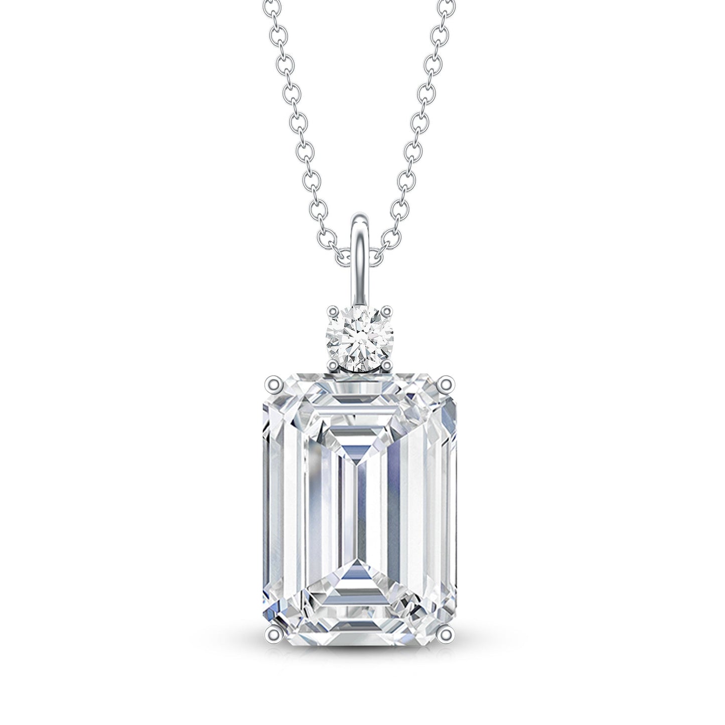Certified 4.5 Carat Emerald Cut Moissanite Pendant for Women