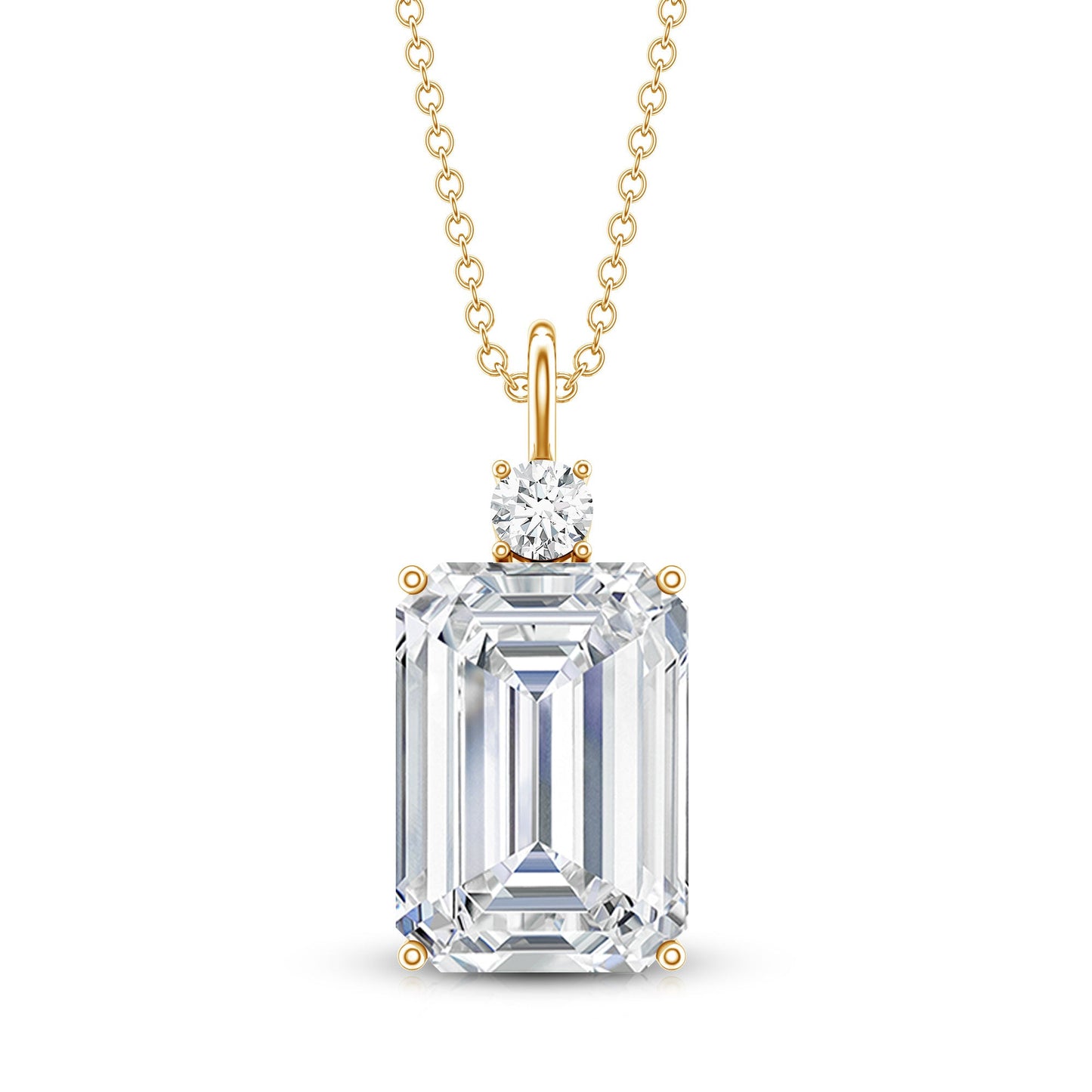 Certified 4.5 Carat Emerald Cut Moissanite Pendant for Women