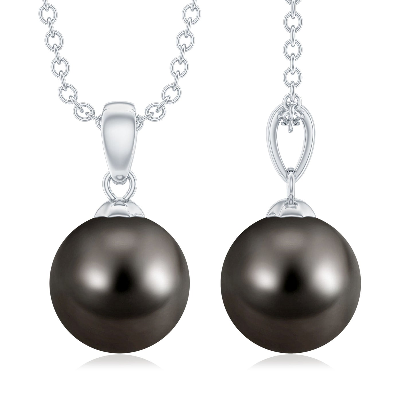 7.5 Carat Black Tahitian Pearl Solitaire Pendant Necklace