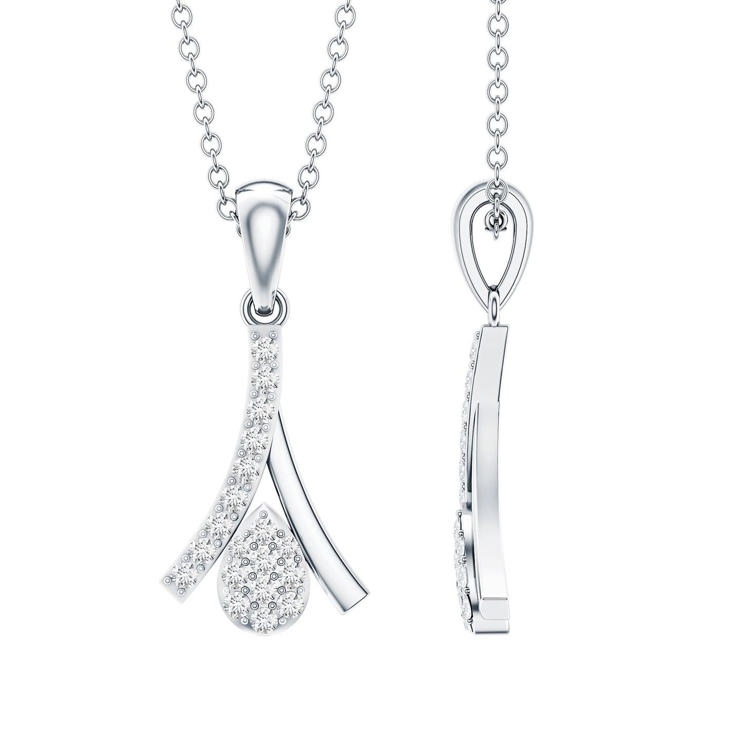 Certified Round Cut Diamond Cluster Necklace