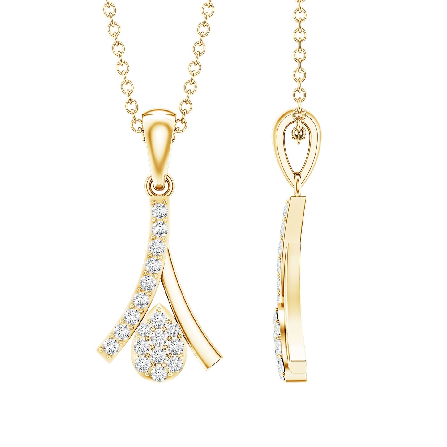 Certified Round Cut Diamond Cluster Necklace