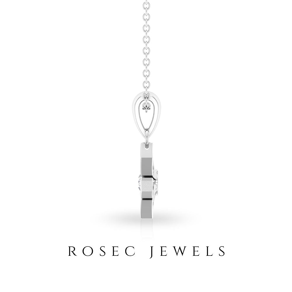 Natural Diamond Flower Pendant Necklace