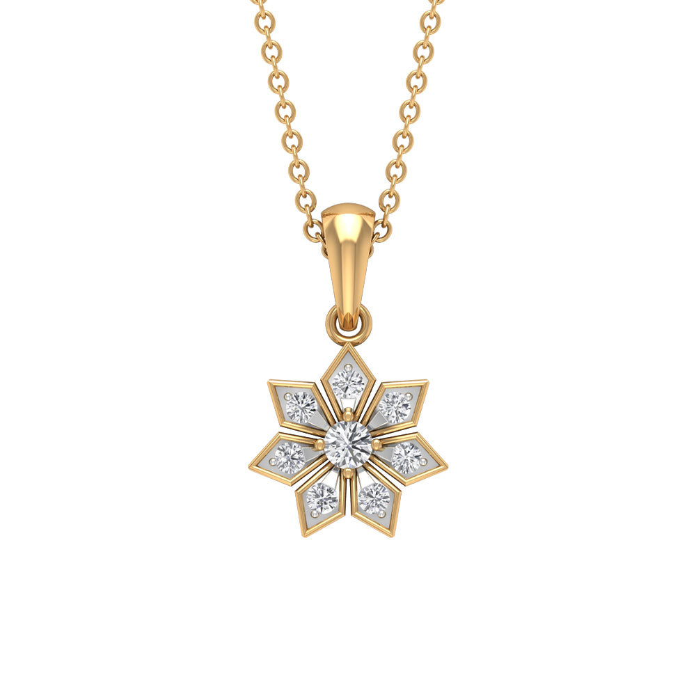 Natural Diamond Flower Pendant Necklace