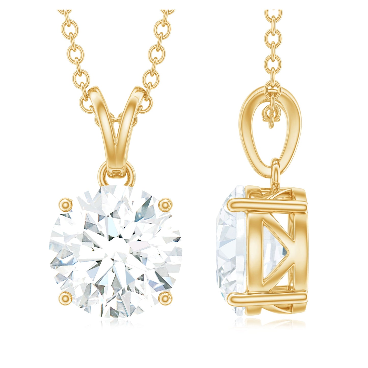 Certified 2 Carat Moissanite Solitaire Pendant Necklace With Chain