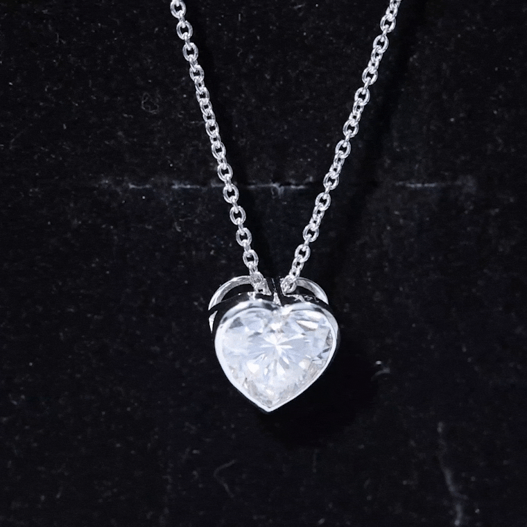 2 Carat Heart Shape Moissanite Solitaire Necklace in Bezel Setting