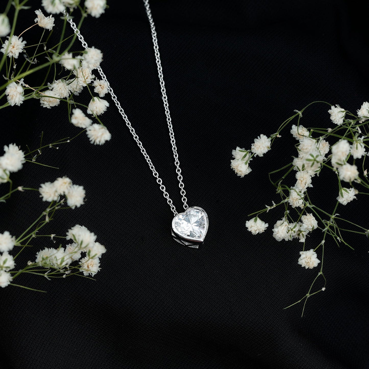 2 Carat Heart Shape Moissanite Solitaire Necklace in Bezel Setting
