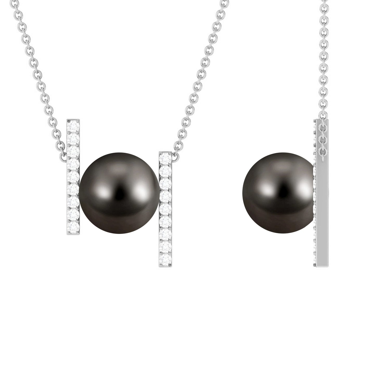8 Carat Real Tahitian Black Pearl and Diamond Necklace with Certificate
