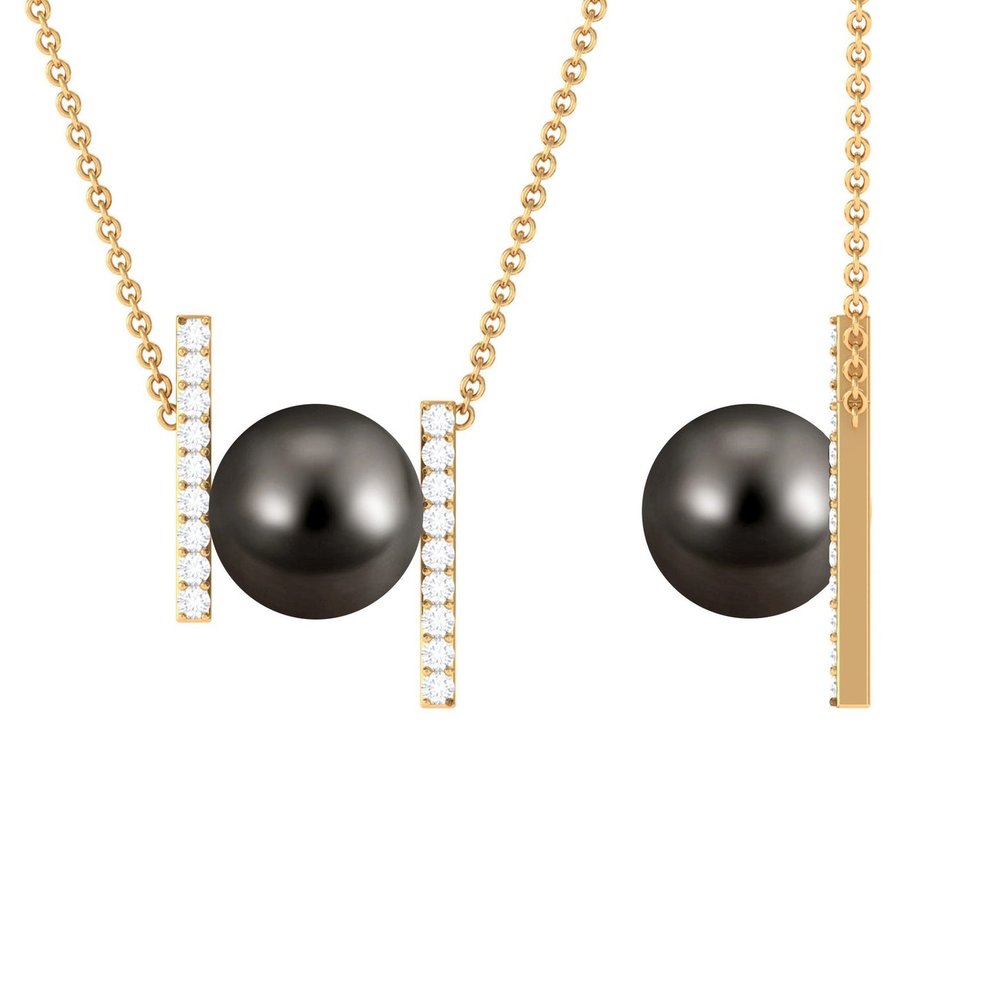 8 Carat Real Tahitian Black Pearl and Diamond Necklace with Certificate