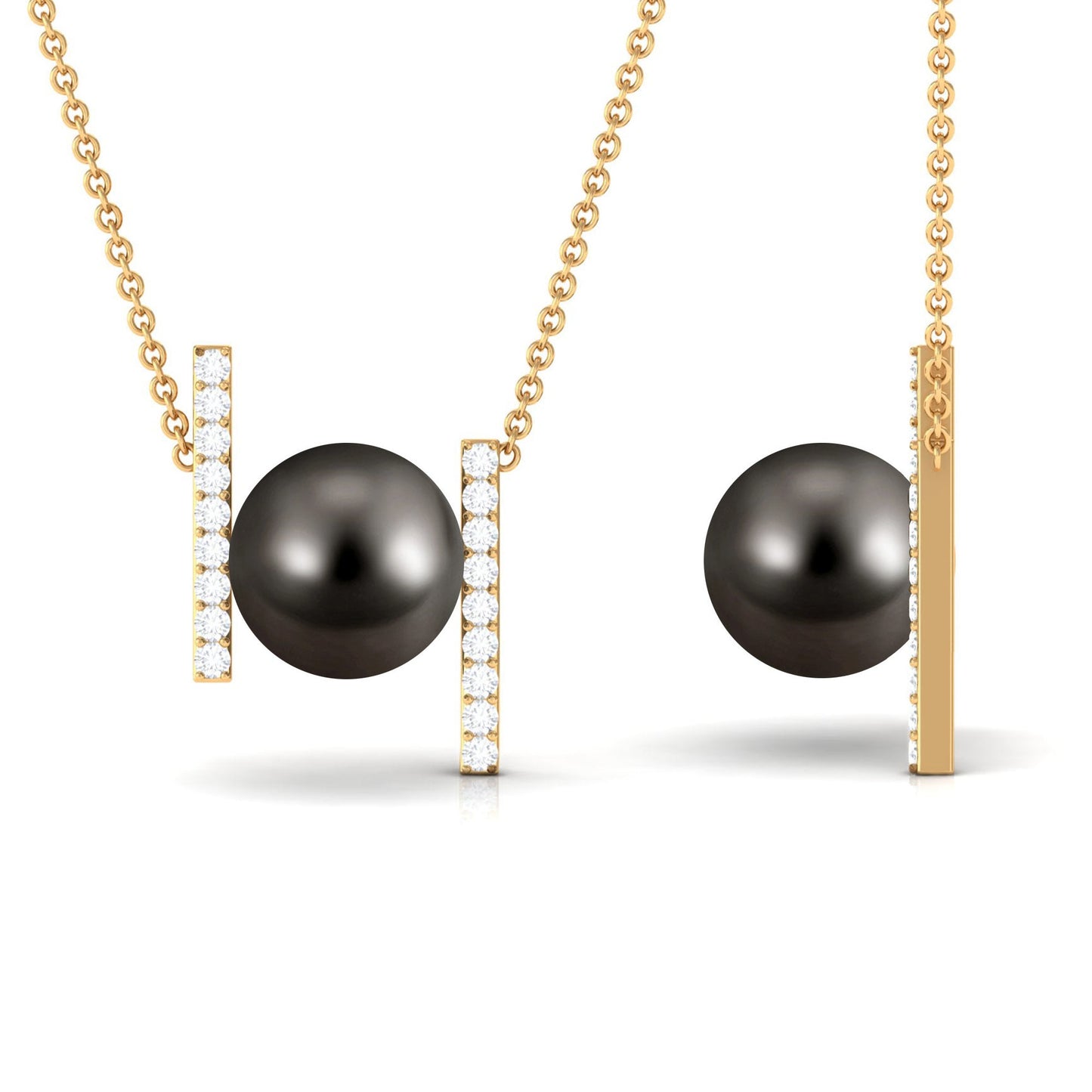 8 Carat Real Tahitian Black Pearl and Diamond Necklace with Certificate