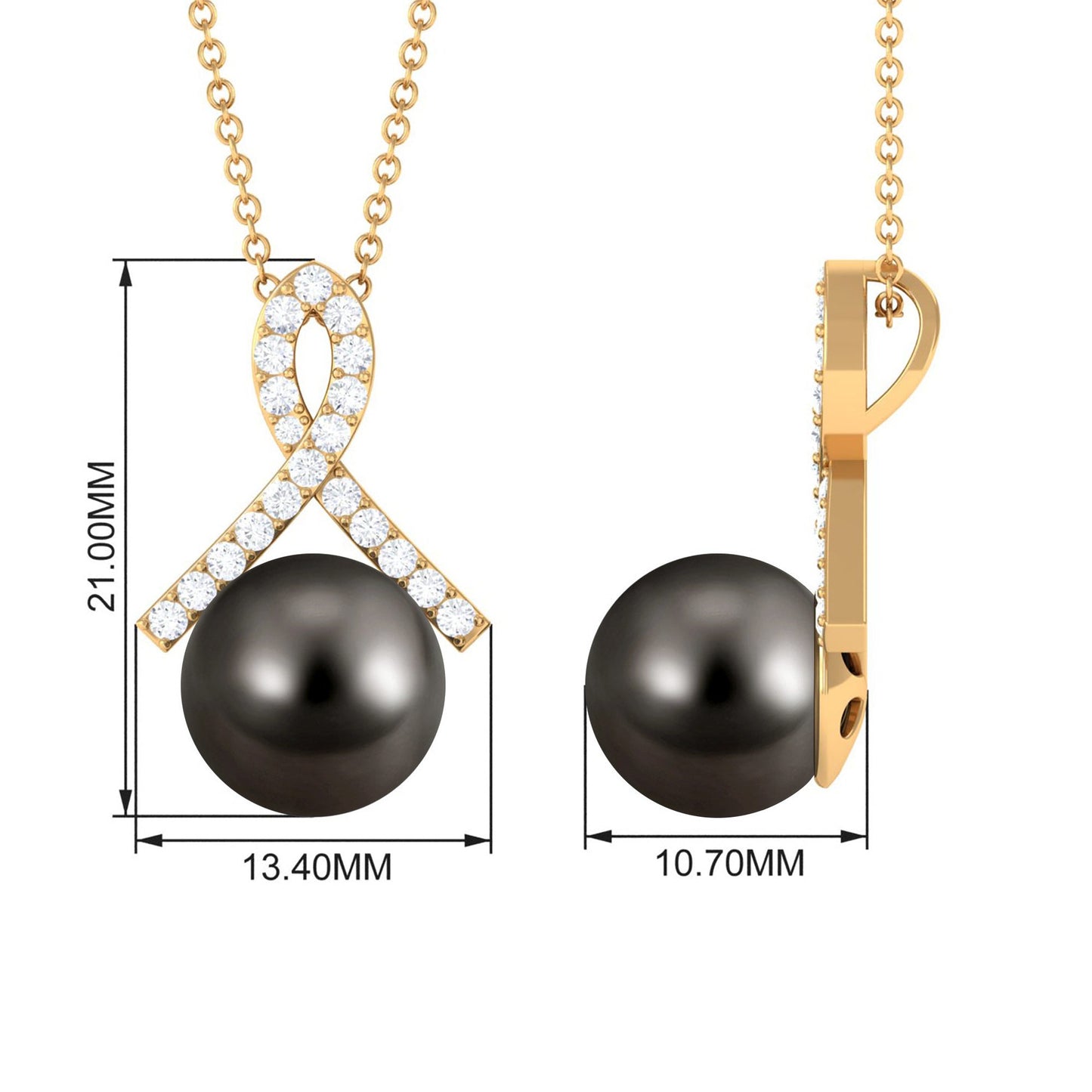 Tahitian Pearl Solitaire Pendant with Diamond Twisted Bail