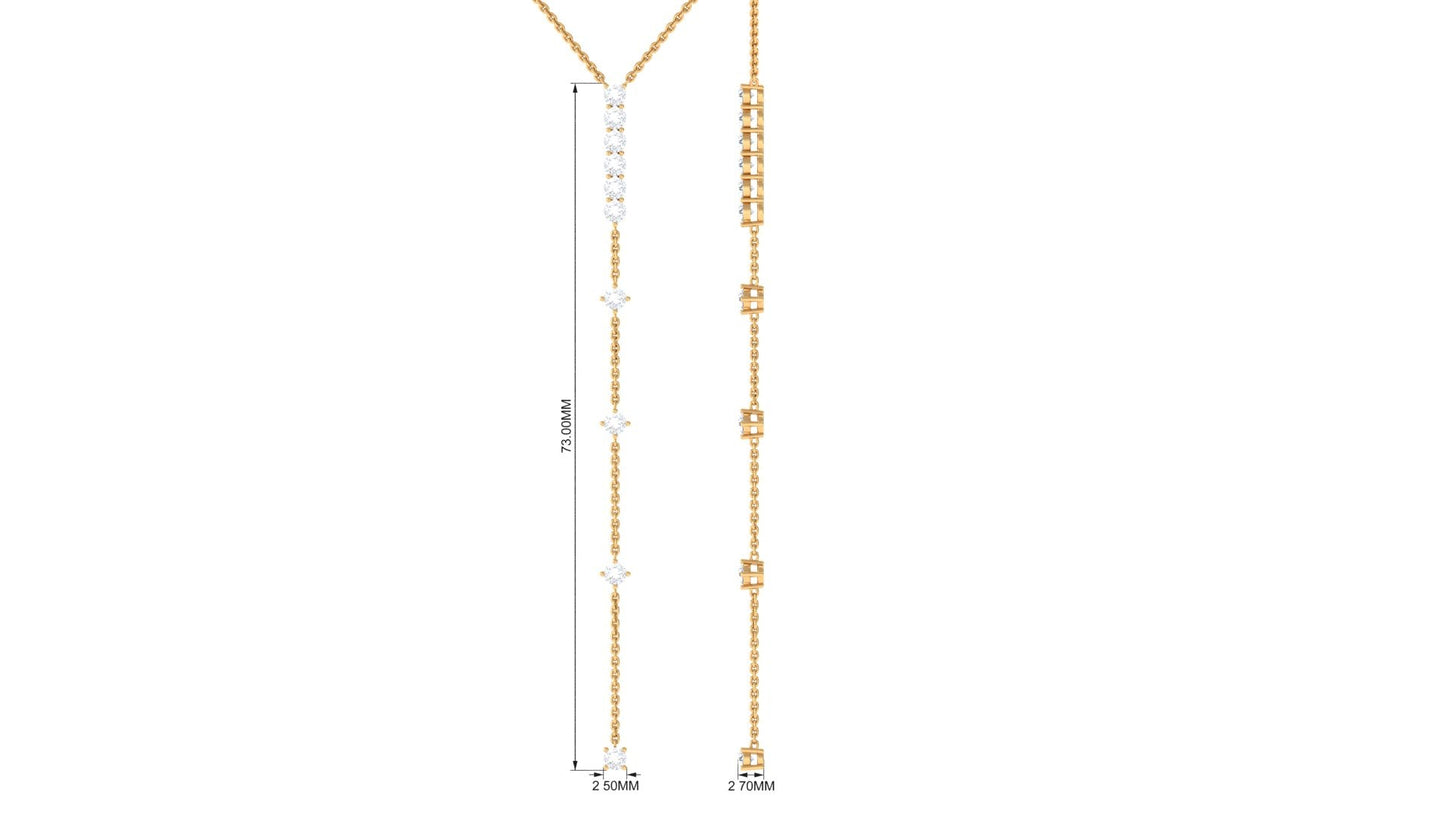 Certified Round Moissanite Lariat Necklace for Women