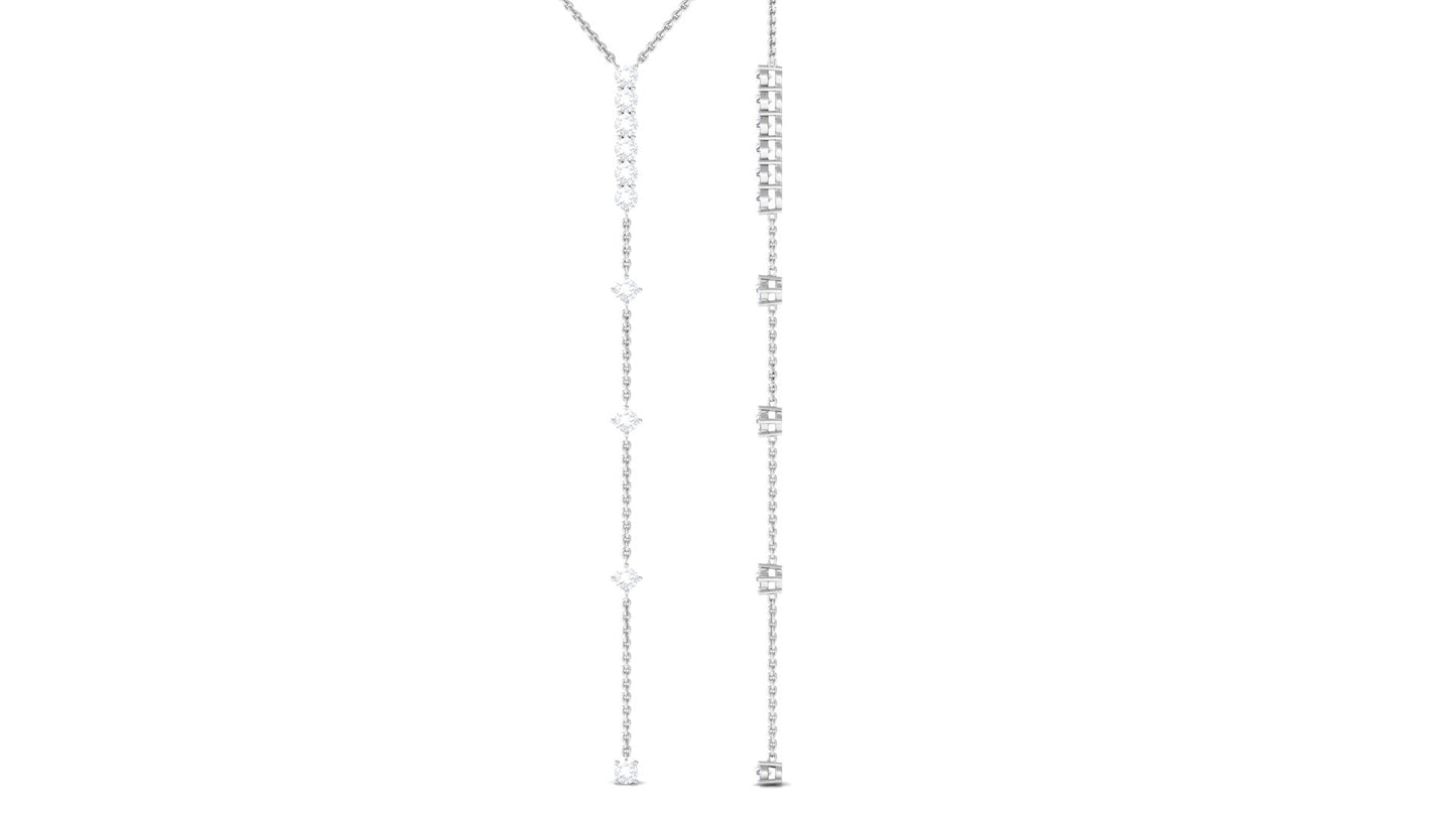 Certified Round Moissanite Lariat Necklace for Women