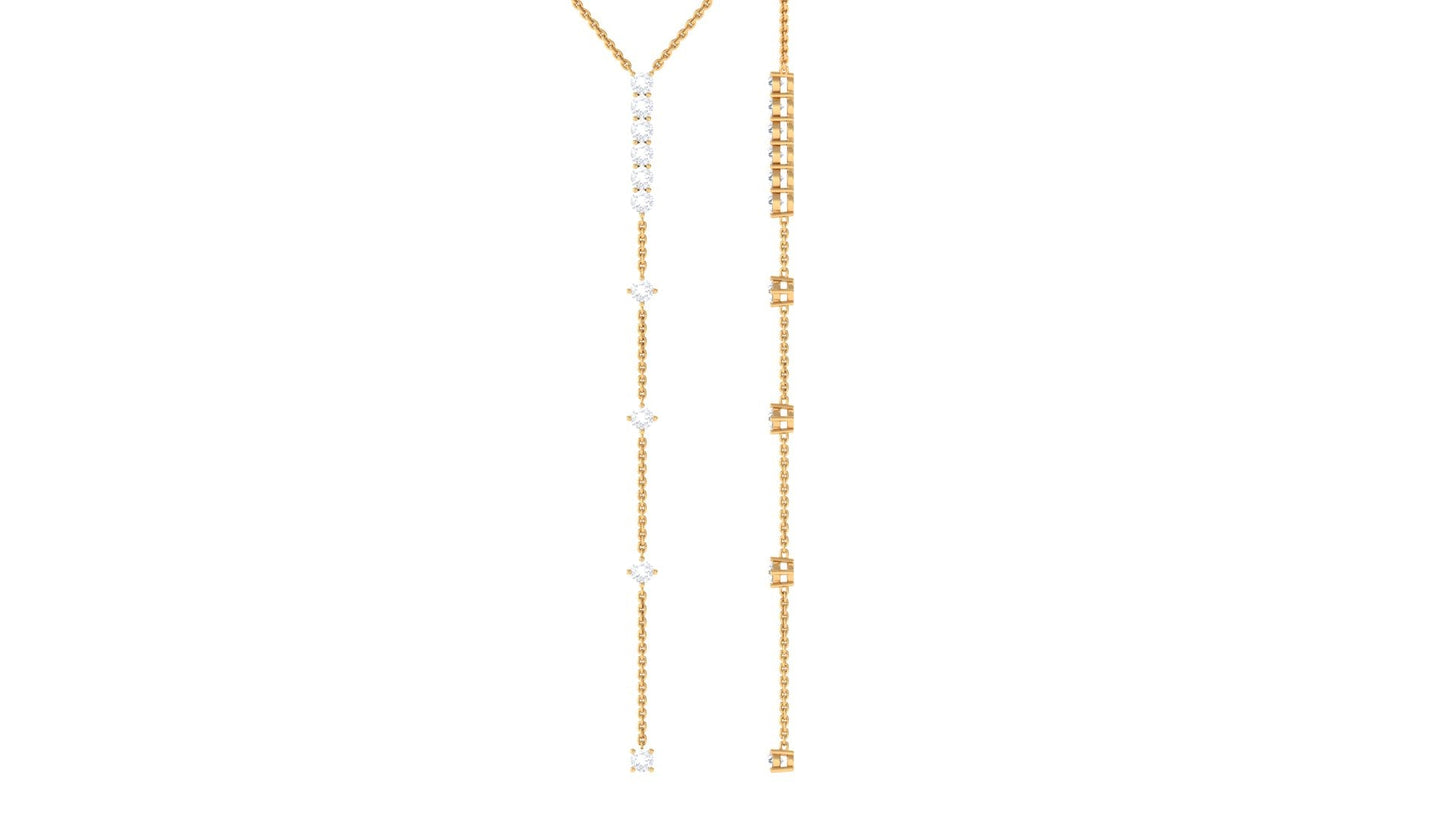 Certified Round Moissanite Lariat Necklace for Women