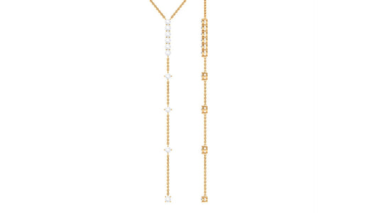 Certified Round Moissanite Lariat Necklace for Women