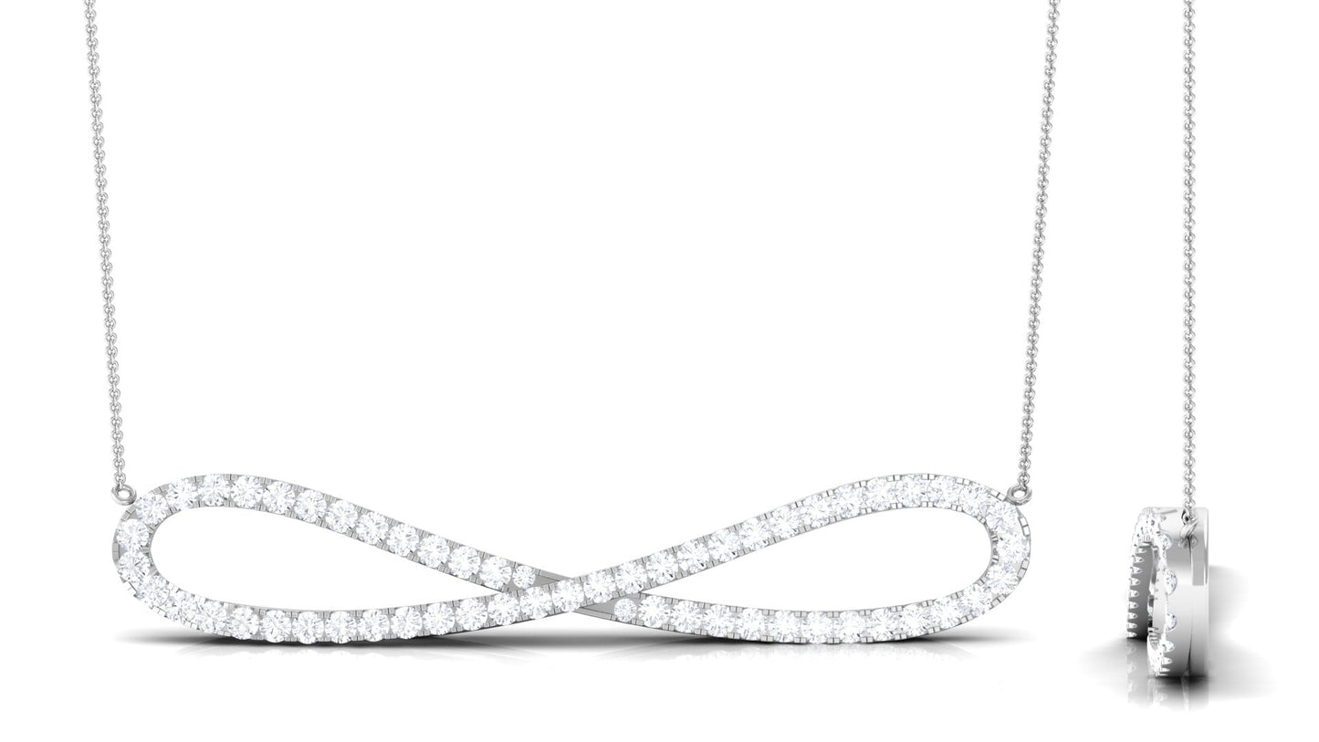 Pave Set Moissanite Infinity Necklace with Certificate