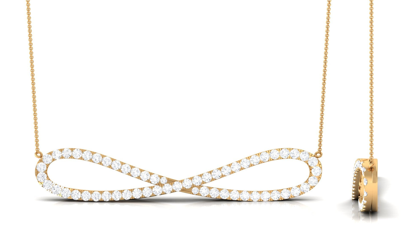 Pave Set Moissanite Infinity Necklace with Certificate
