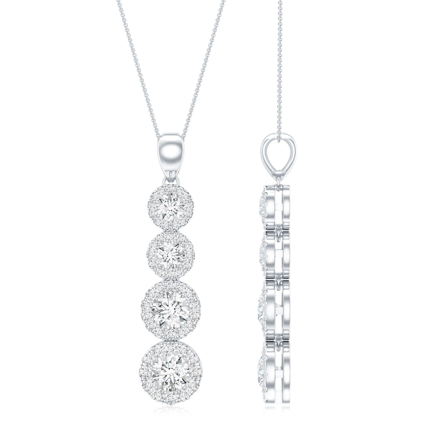 Certified Moissanite Minimal Halo Dangle Pendant