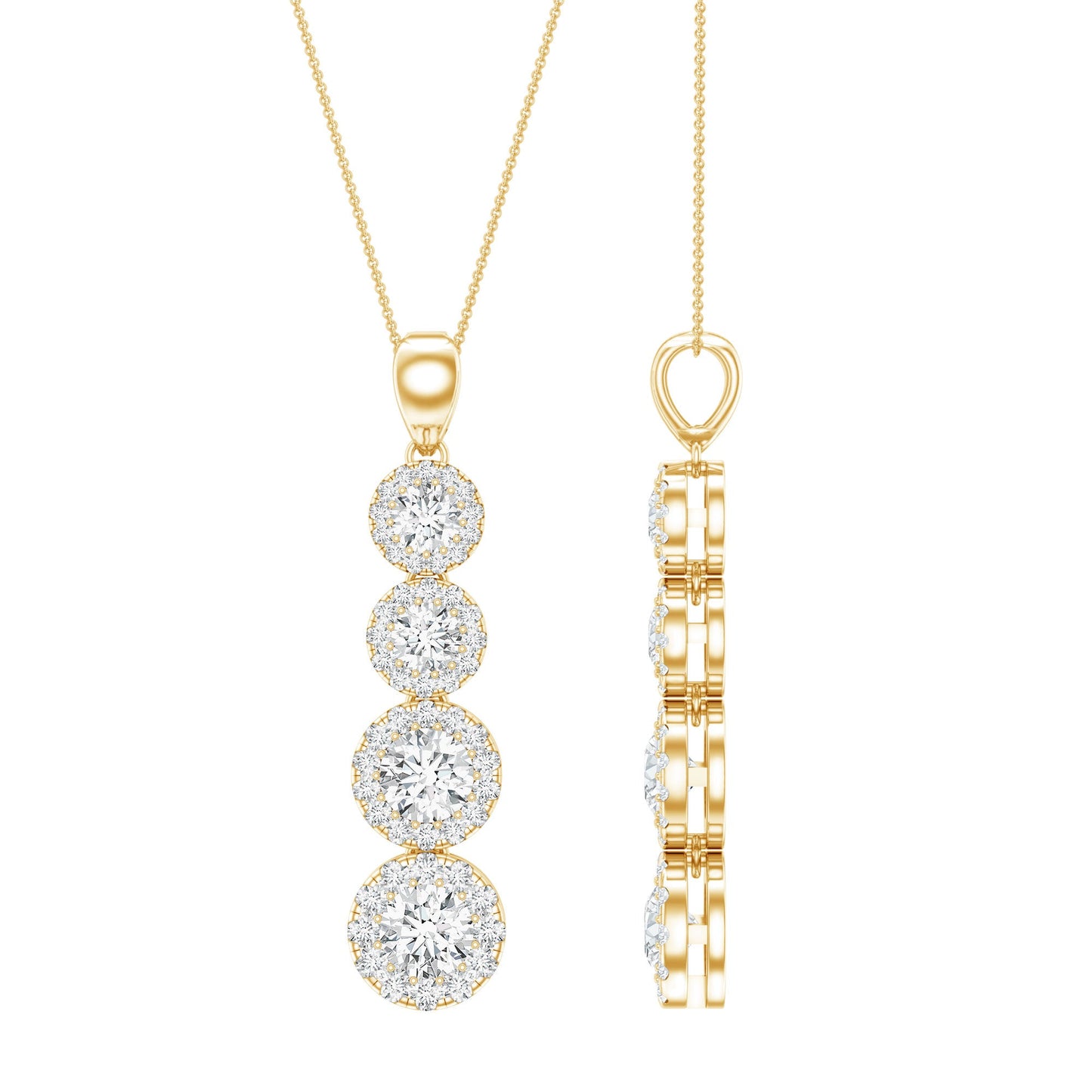 Certified Moissanite Minimal Halo Dangle Pendant