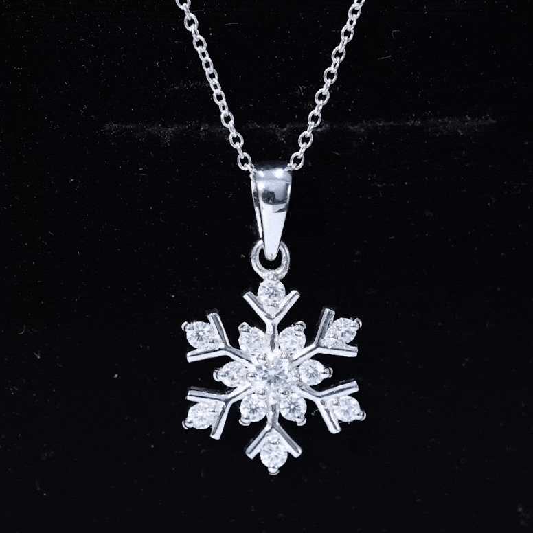 Certified Moissanite Snowflake Pendant Necklace for Women