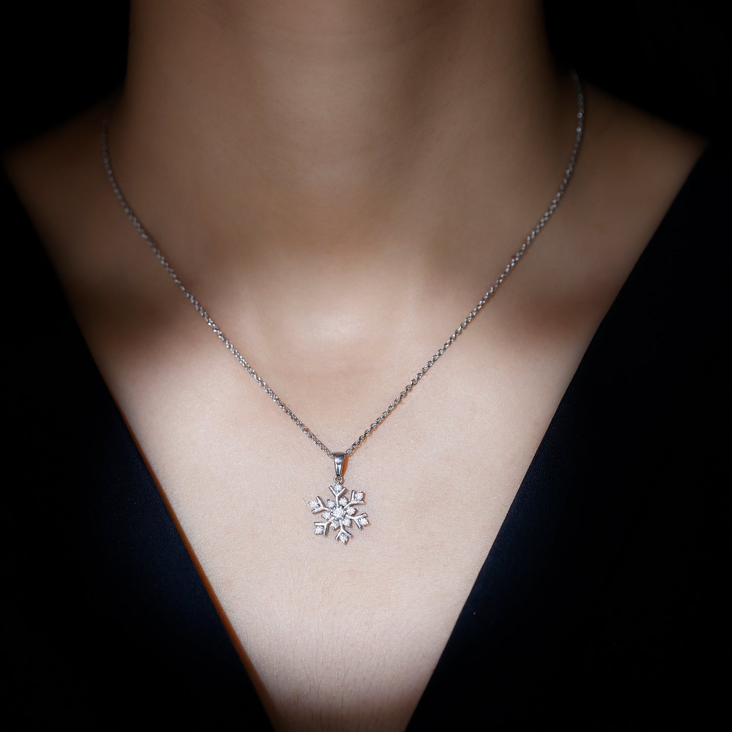 Certified Moissanite Snowflake Pendant Necklace for Women