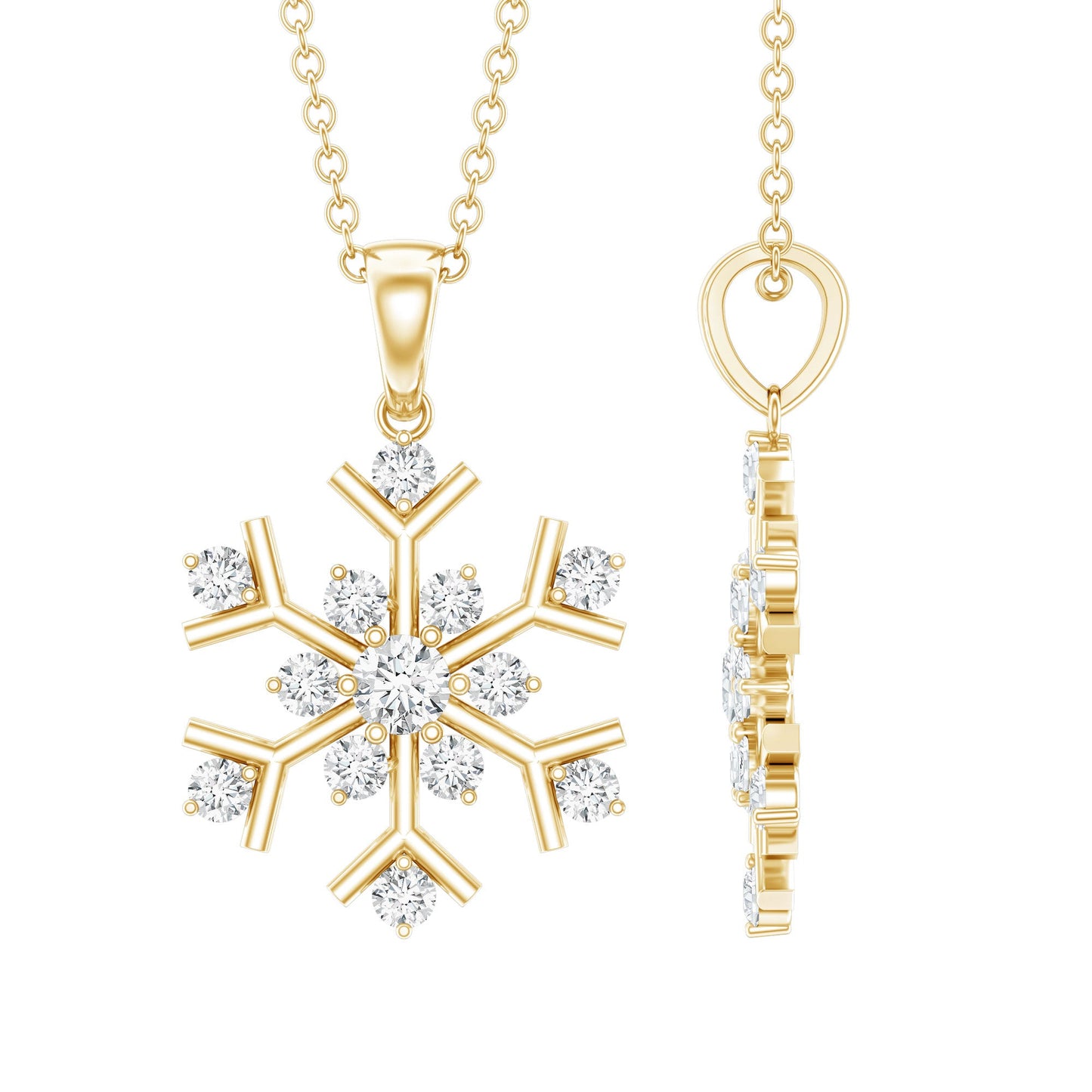 Certified Moissanite Snowflake Pendant Necklace for Women