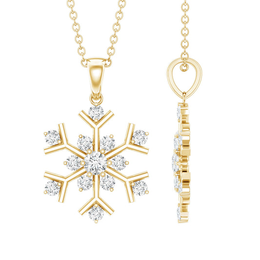 Certified Moissanite Snowflake Pendant Necklace for Women
