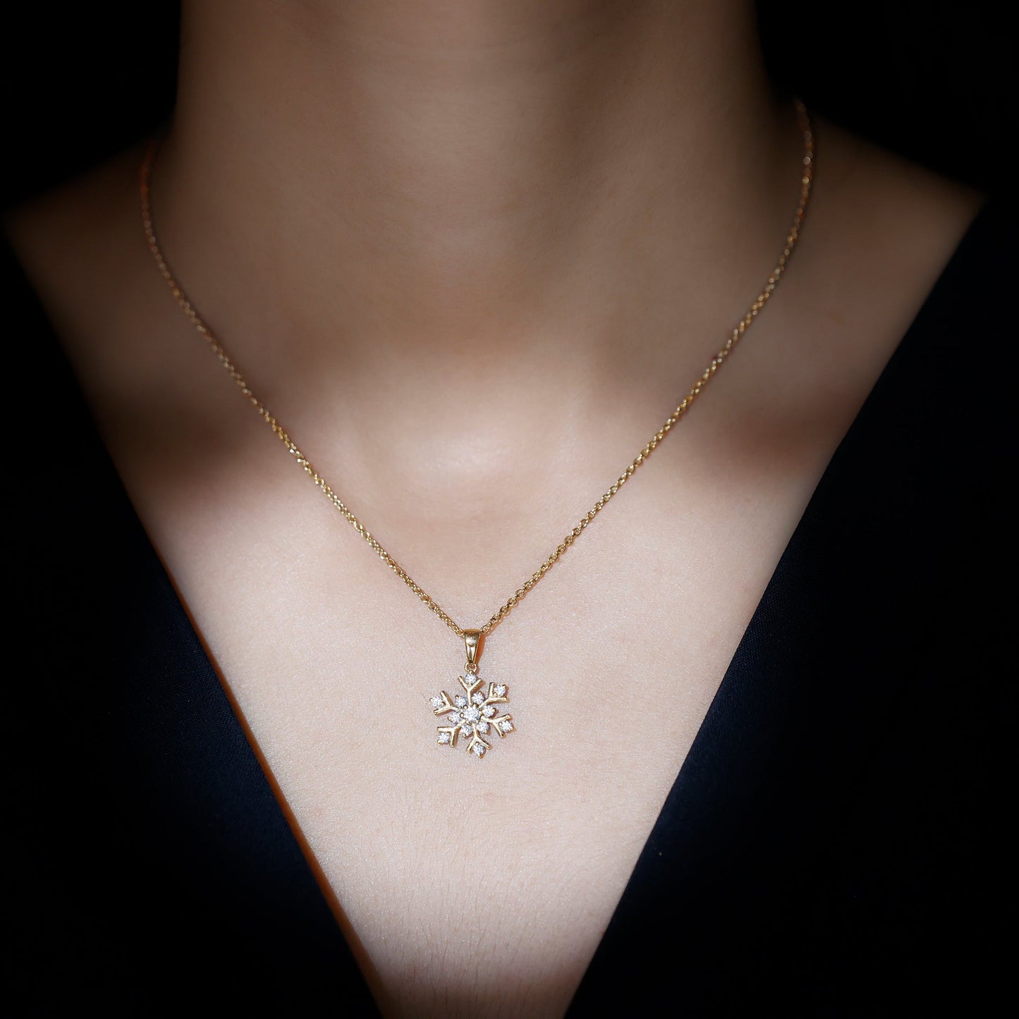 Certified Moissanite Snowflake Pendant Necklace for Women