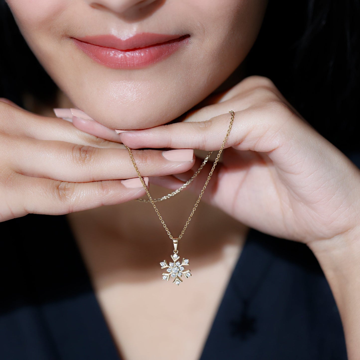Certified Moissanite Snowflake Pendant Necklace for Women