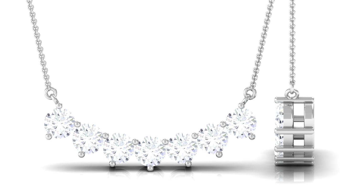 Round Cut Moissanite Seven Stone Curved Necklace