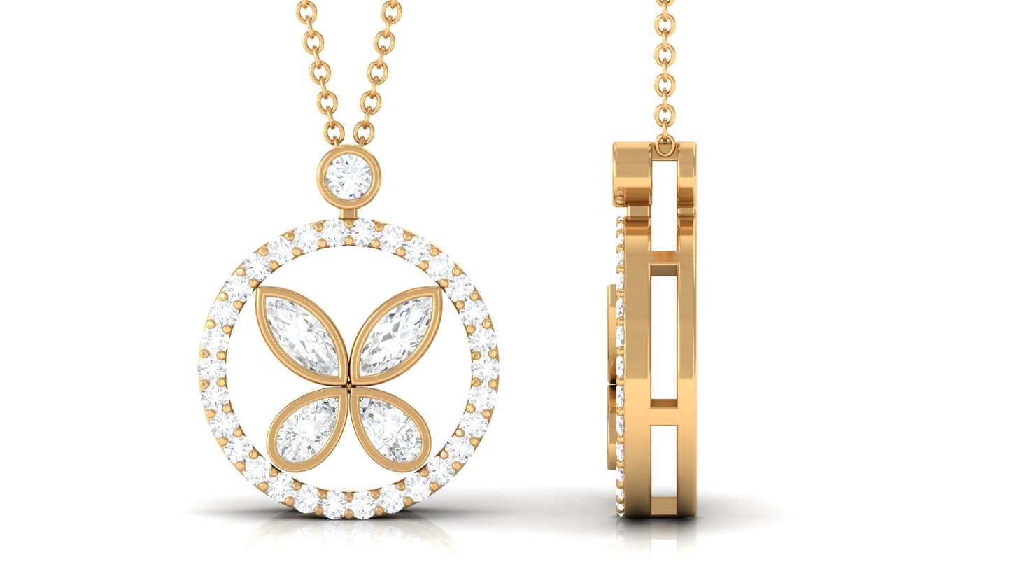 Certified Moissanite Butterfly Pendant Necklace For Her