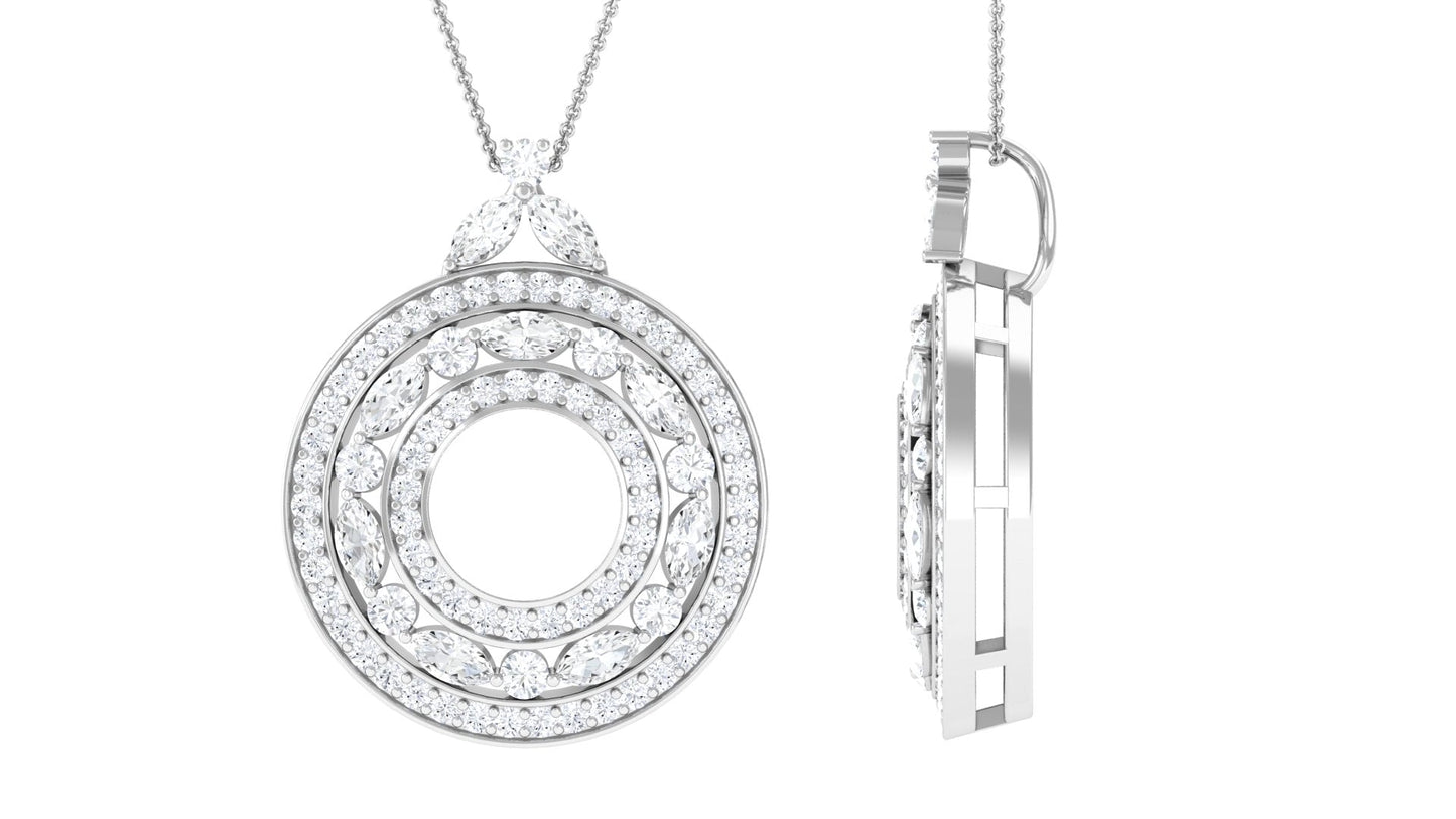 Certified Moissanite Vintage Circle Pendant Necklace