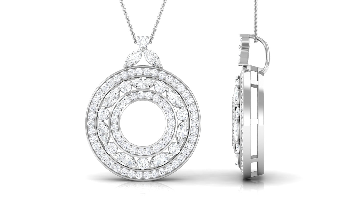 Certified Moissanite Vintage Circle Pendant Necklace