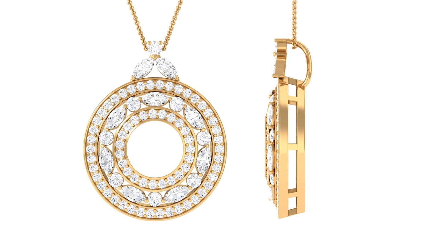 Certified Moissanite Vintage Circle Pendant Necklace