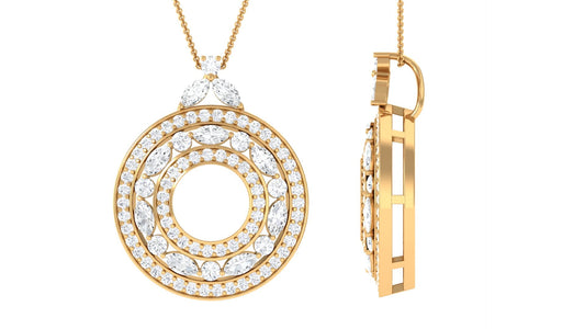 Certified Moissanite Vintage Circle Pendant Necklace