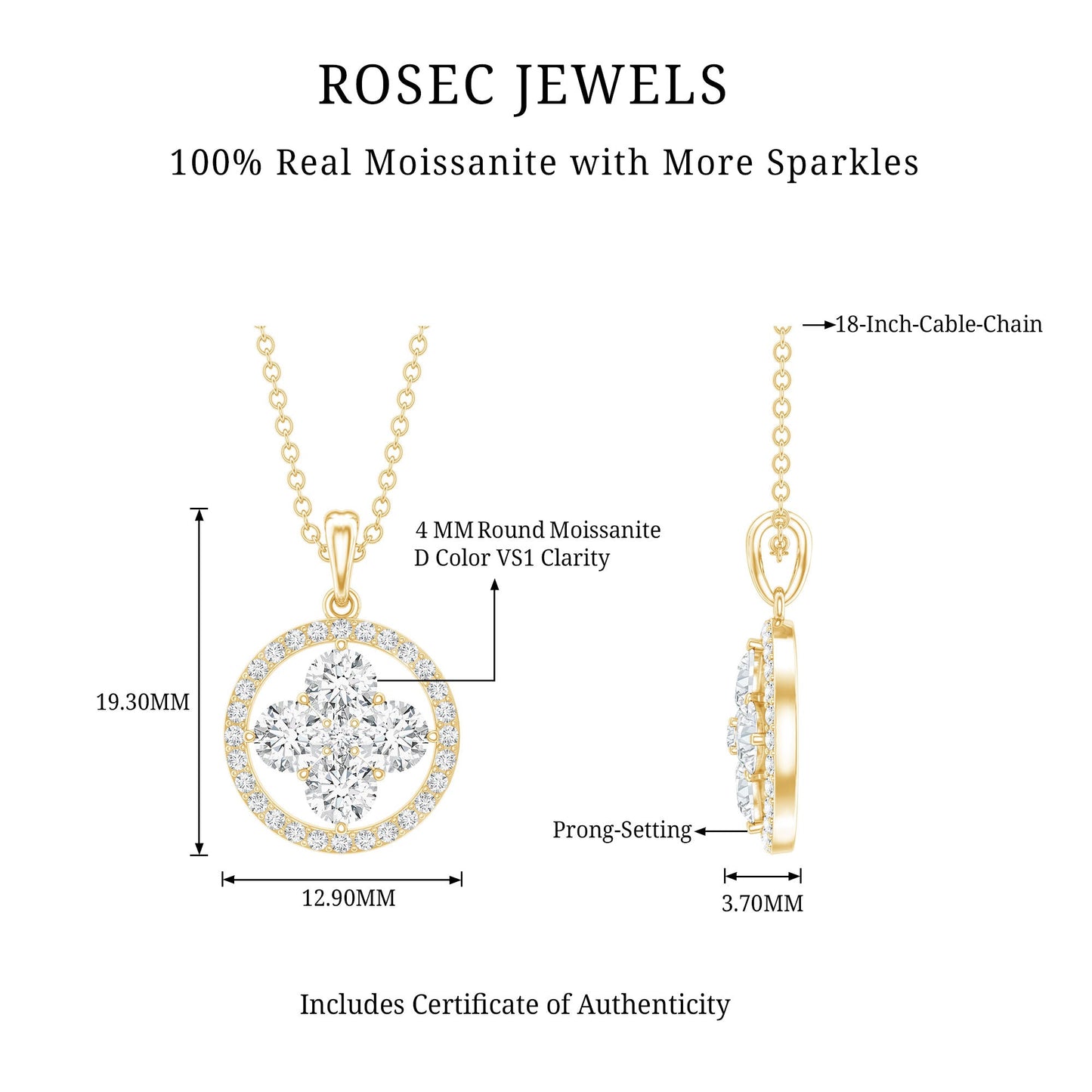 Simple Moissanite Flower Pendant with Halo