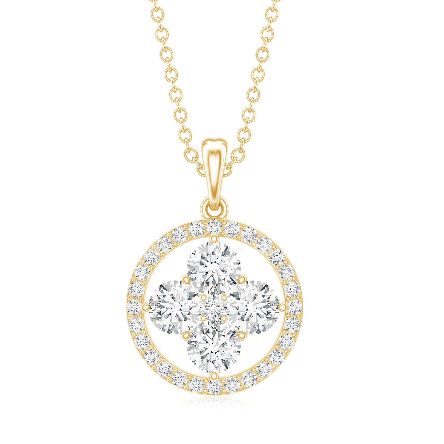 Simple Moissanite Flower Pendant with Halo