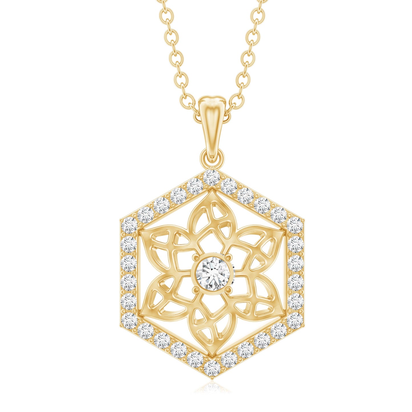 Vintage Inspired Certified Moissanite Flower Pendant