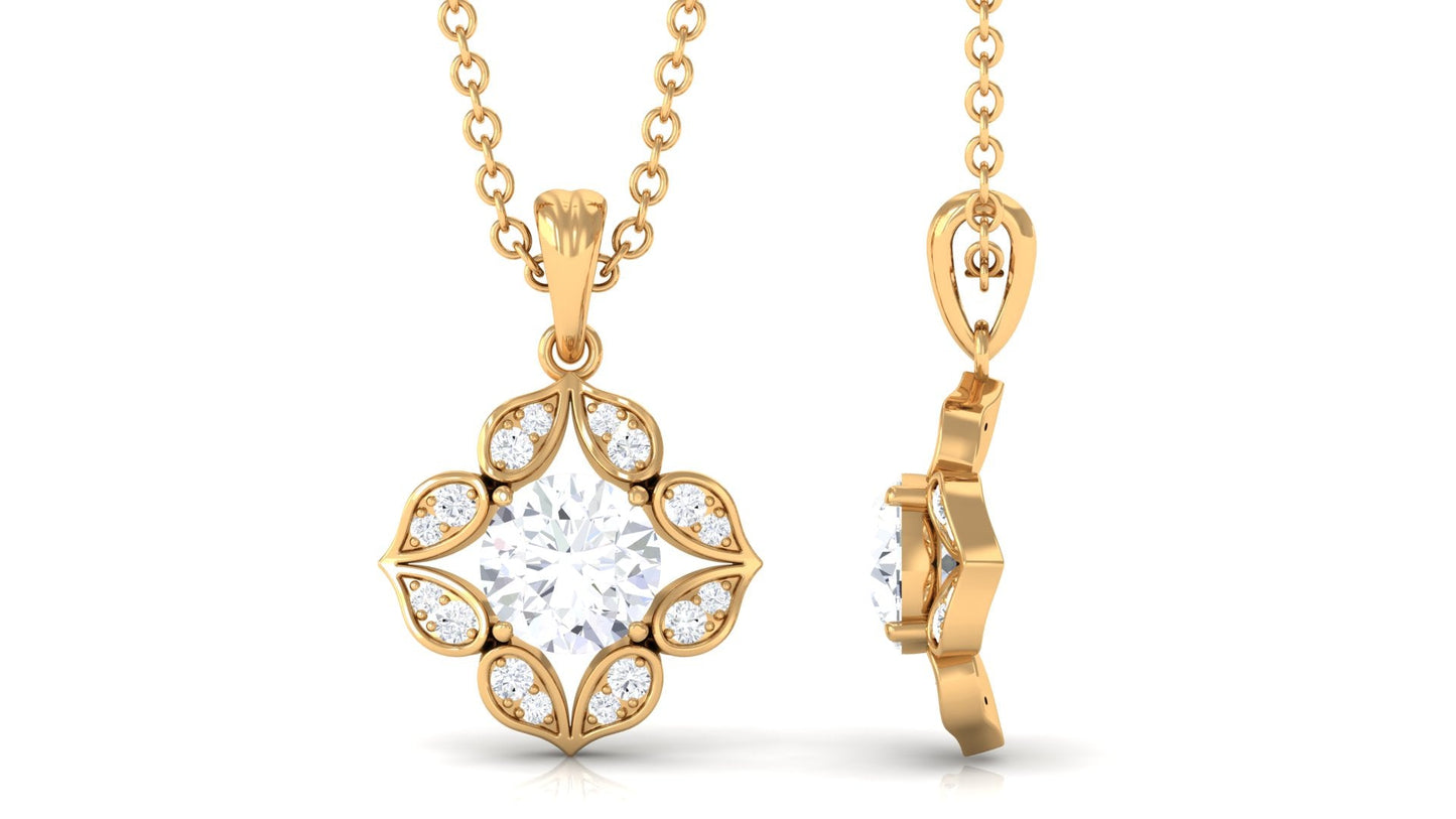 Certified Moissanite Vintage Wedding Pendant for Women