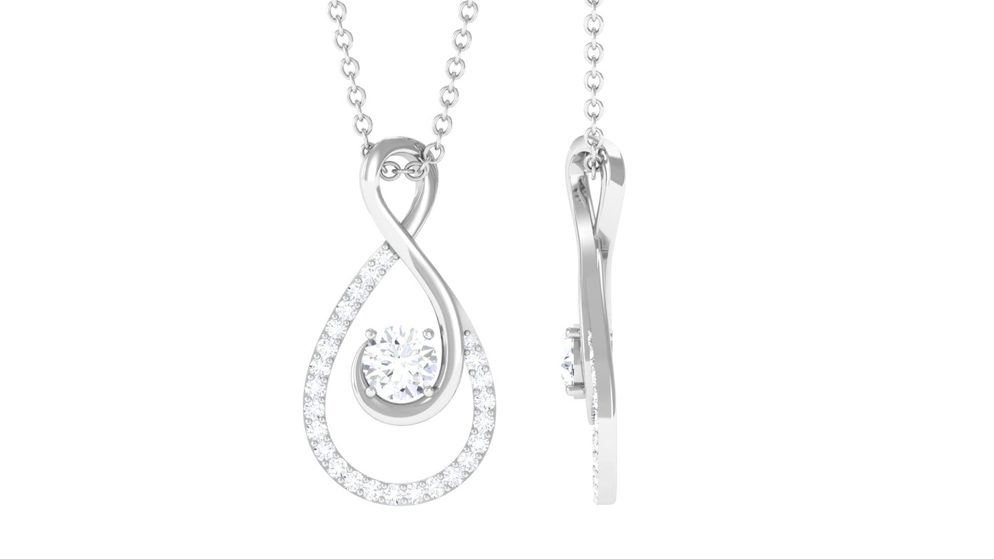 Round Moissanite Infinity Drop Necklace for Her