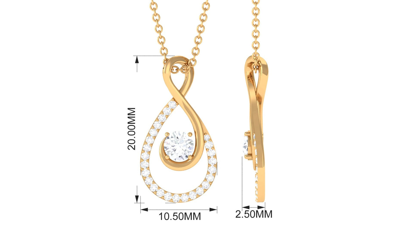 Round Moissanite Infinity Drop Necklace for Her