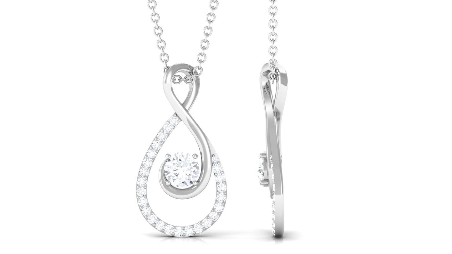 Round Moissanite Infinity Drop Necklace for Her