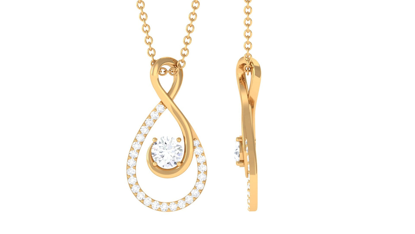 Round Moissanite Infinity Drop Necklace for Her