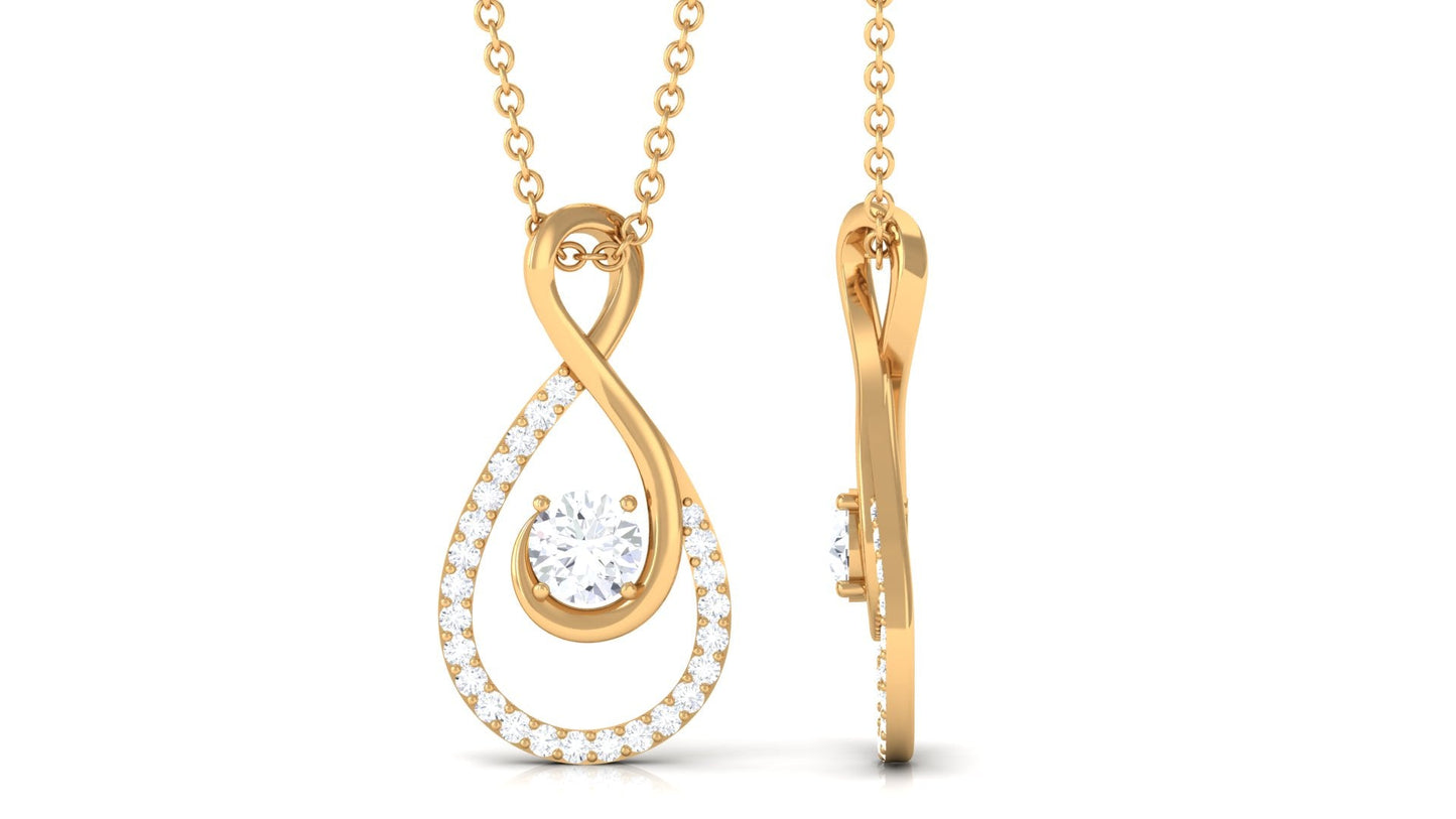 Round Moissanite Infinity Drop Necklace for Her