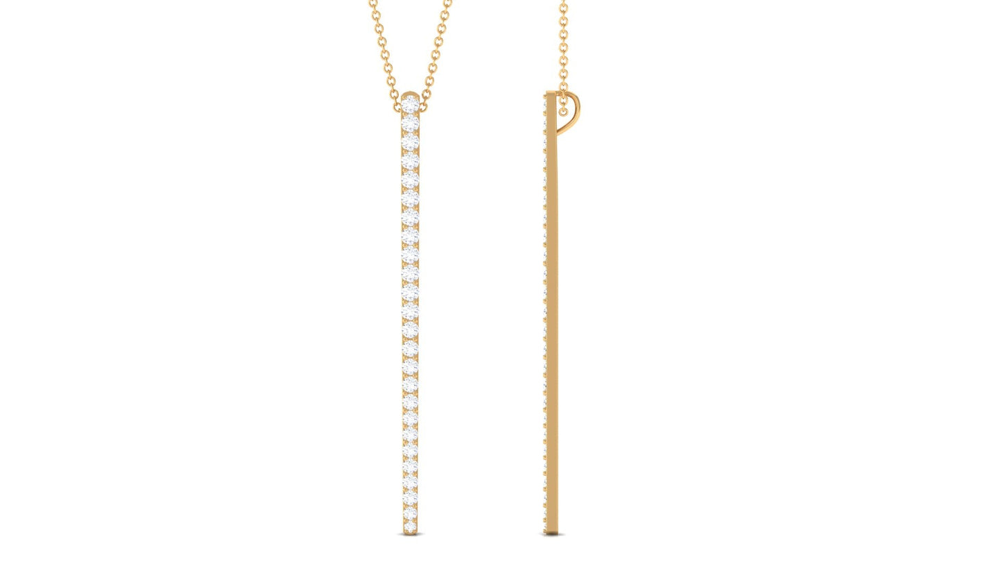 Certified Moissanite Bar Dangle Pendant