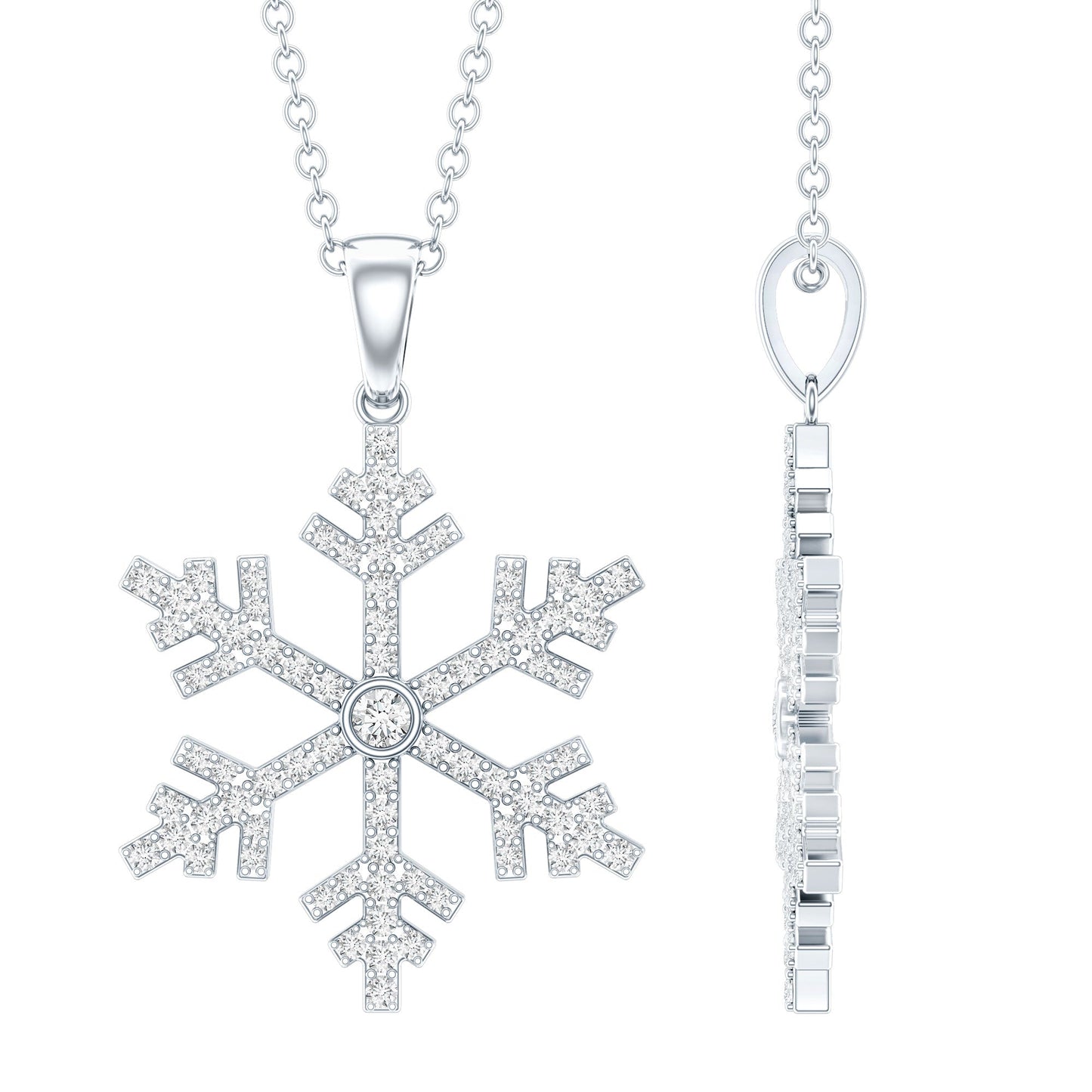 Certified Moissanite Frozen Snowflake Pendant Necklace