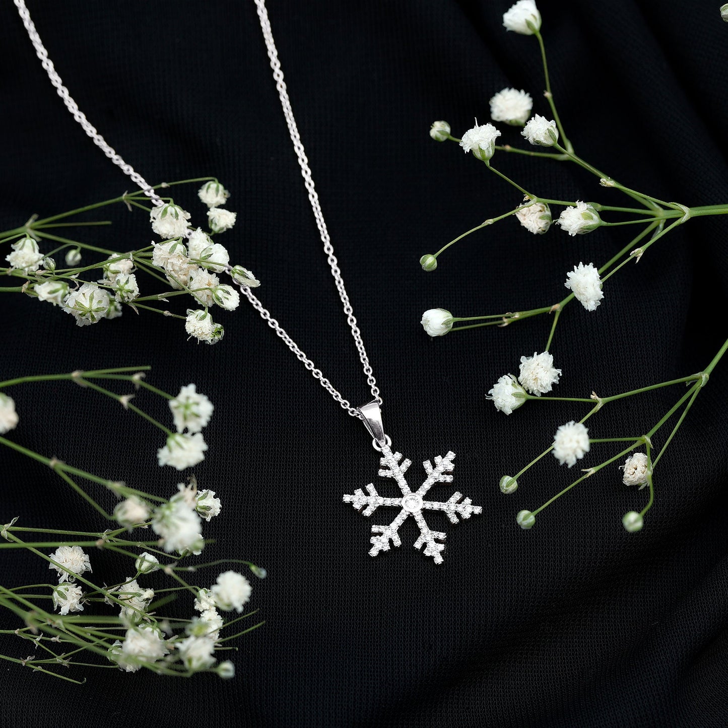 Certified Moissanite Frozen Snowflake Pendant Necklace