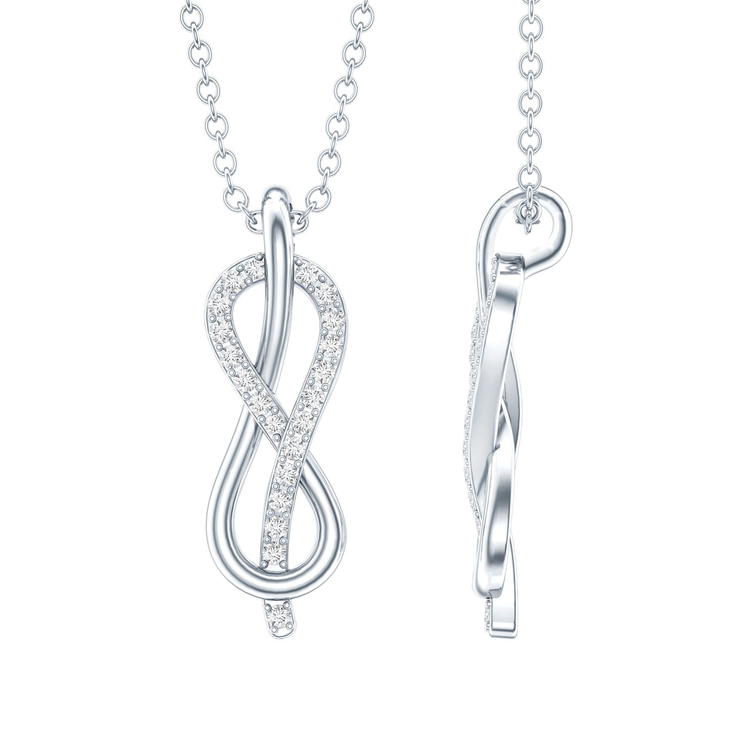 Minimal Moissanite Infinity Knot Pendant Necklace