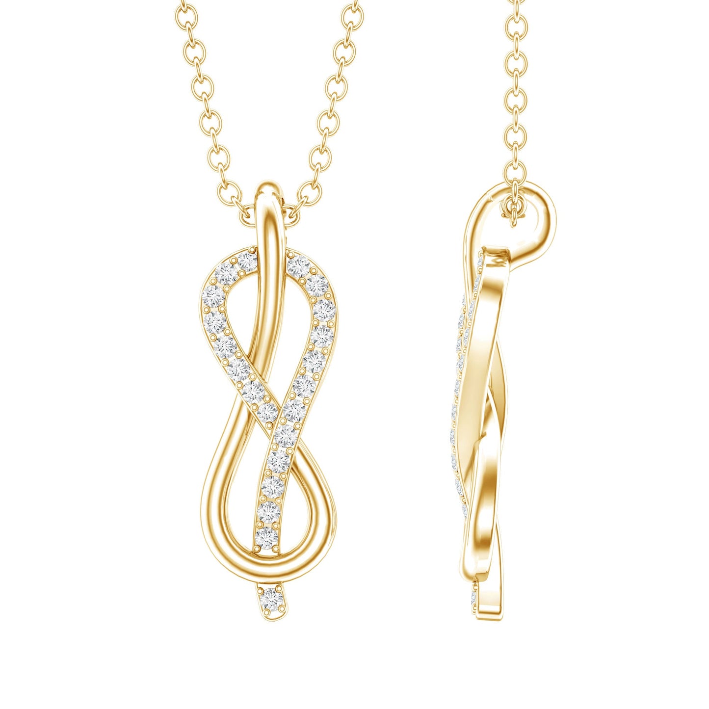 Minimal Moissanite Infinity Knot Pendant Necklace
