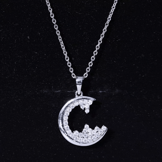 C Initial Necklace with Moissanite Cluster
